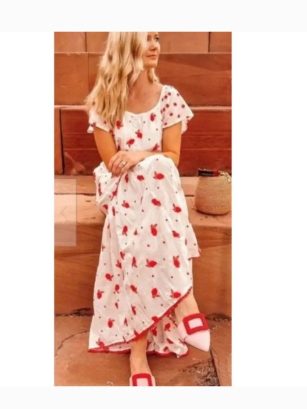 Anthropologie Esme Embroidered Floral Maxi Dress Boho Tiered Cottagecore Sz M - Picture 14 of 14